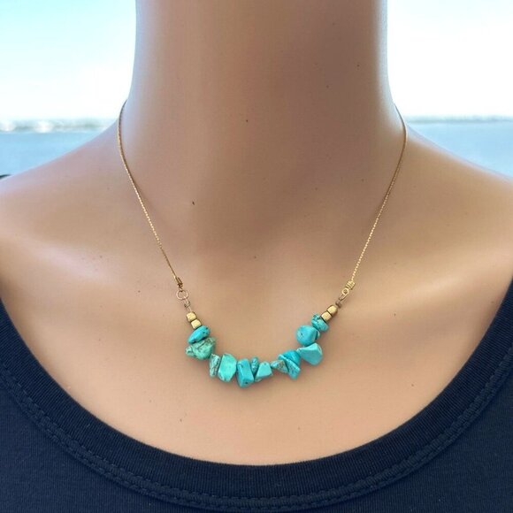 Howlite Necklace Gold Tone Adjustable Length - Picture 1 of 2